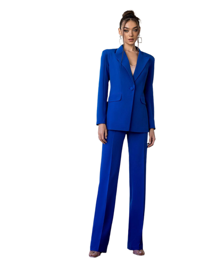 Womens Premium Crepe Diagonale Suit Electric Blue - XS L
