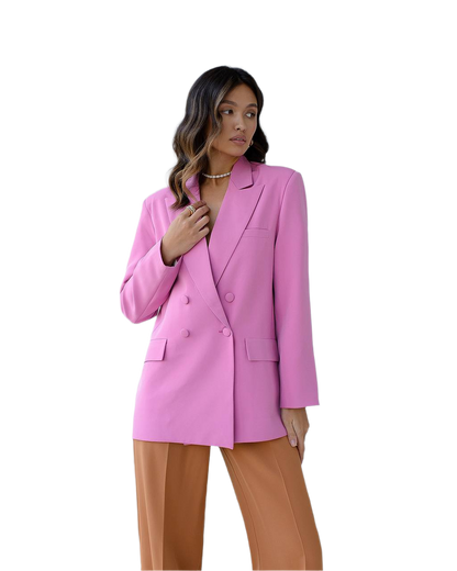 Womens Double Breasted Premium Crepe Blazer Jacket