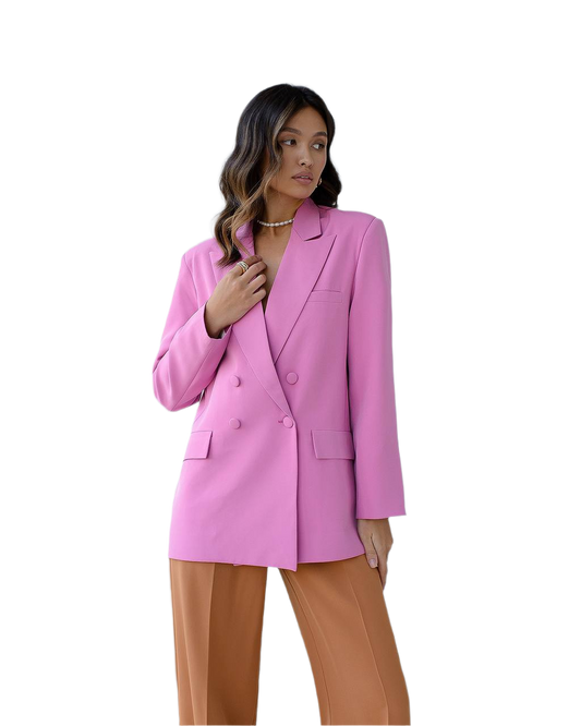 Womens Double Breasted Premium Crepe Blazer Jacket