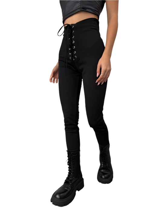 Stylish Black High-Waisted Stretch Pants Leggings for Women