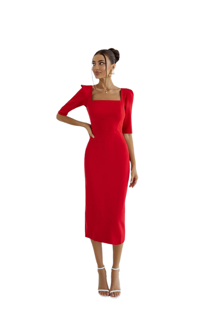 Elegant Holly Dress for Women in Diagonal Crepe with Belt