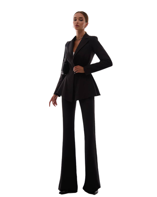 Premium Diagonal Crepe Women's Peplum Suit in Multiple Colors