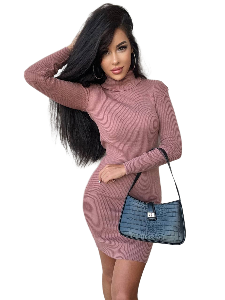 Lara Soft Stretchable Ribbed Knit Dress for Women