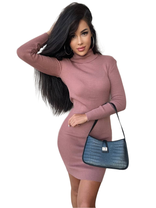 Lara Soft Stretchable Ribbed Knit Dress for Women
