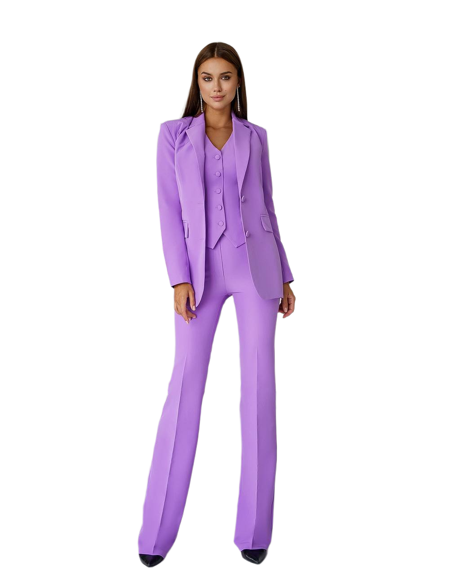 Three Piece Women's Suit with Vest in Lavender Purple