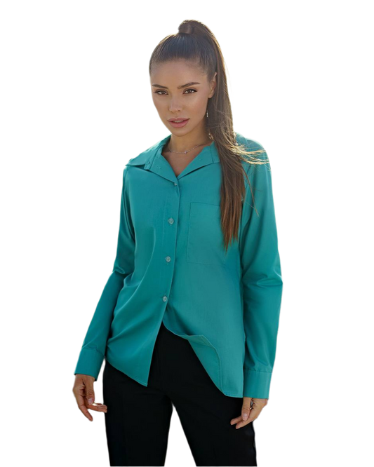 Stylish Womens Long Sleeve Shirt in Teal Color