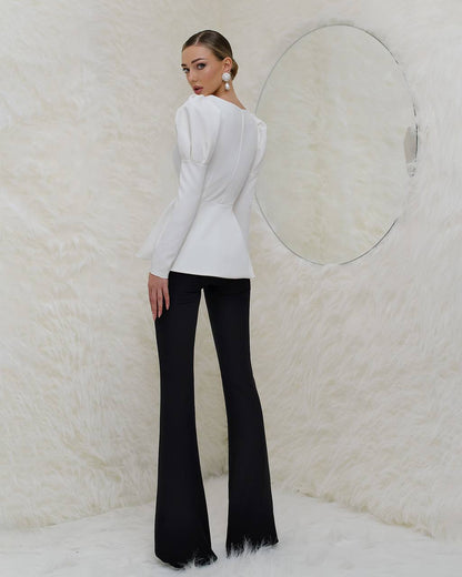 Womens Blouse Jacket Premium Suit Crepe Diagonal Without Lining