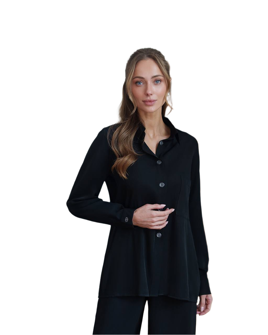 Womens Viscose Twill Shirt and Elastic Waist Pants Suit