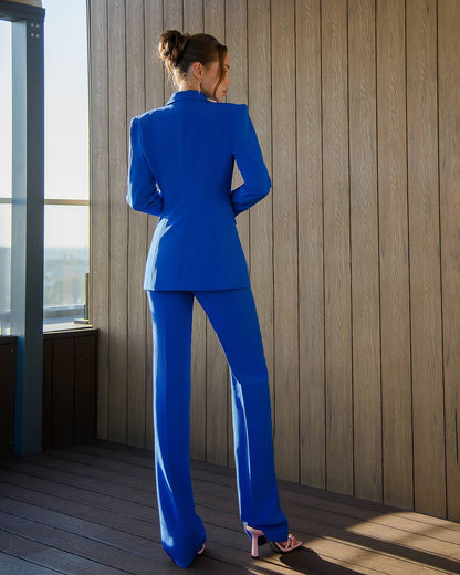Womens Premium Crepe Diagonale Suit Electric Blue - XS L