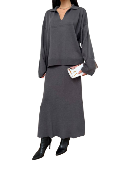 Greta Luxury Cotton Women Suit Two-Piece Set Skirt and Blouse