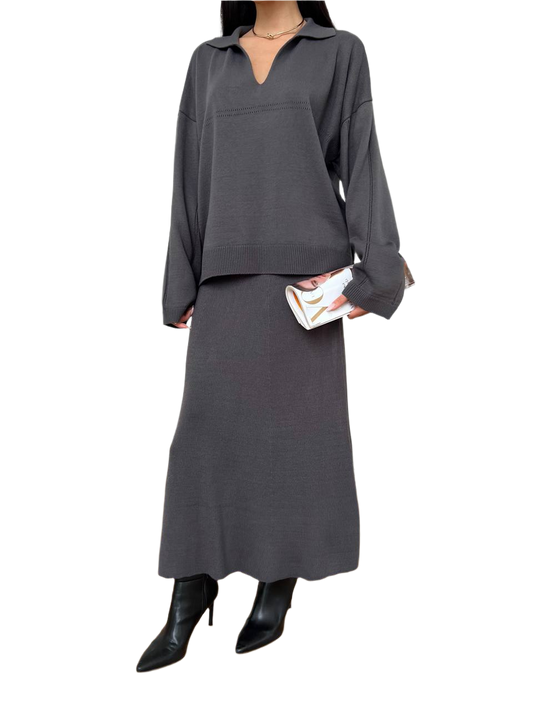 Greta Luxury Cotton Women Suit Two-Piece Set Skirt and Blouse