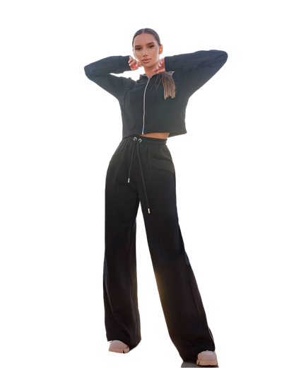 Womens Black Suit with Turkish Three-thread Loop Fabric