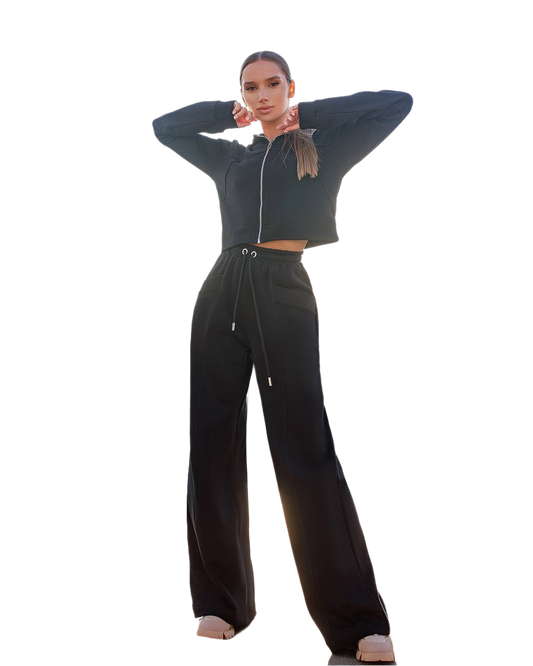 Womens Black Suit with Turkish Three-thread Loop Fabric