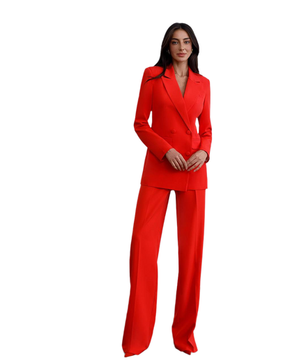 Elegant Prom Bridal Wedding Cocktail Graduation Three-Piece Women's Suit with Lined Jacket Top and Trousers Pantsuit Palazzo Pants