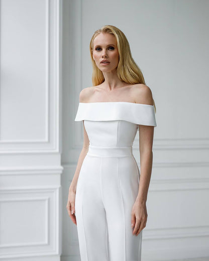 Elegant White Off Shoulder Jumpsuit for Women