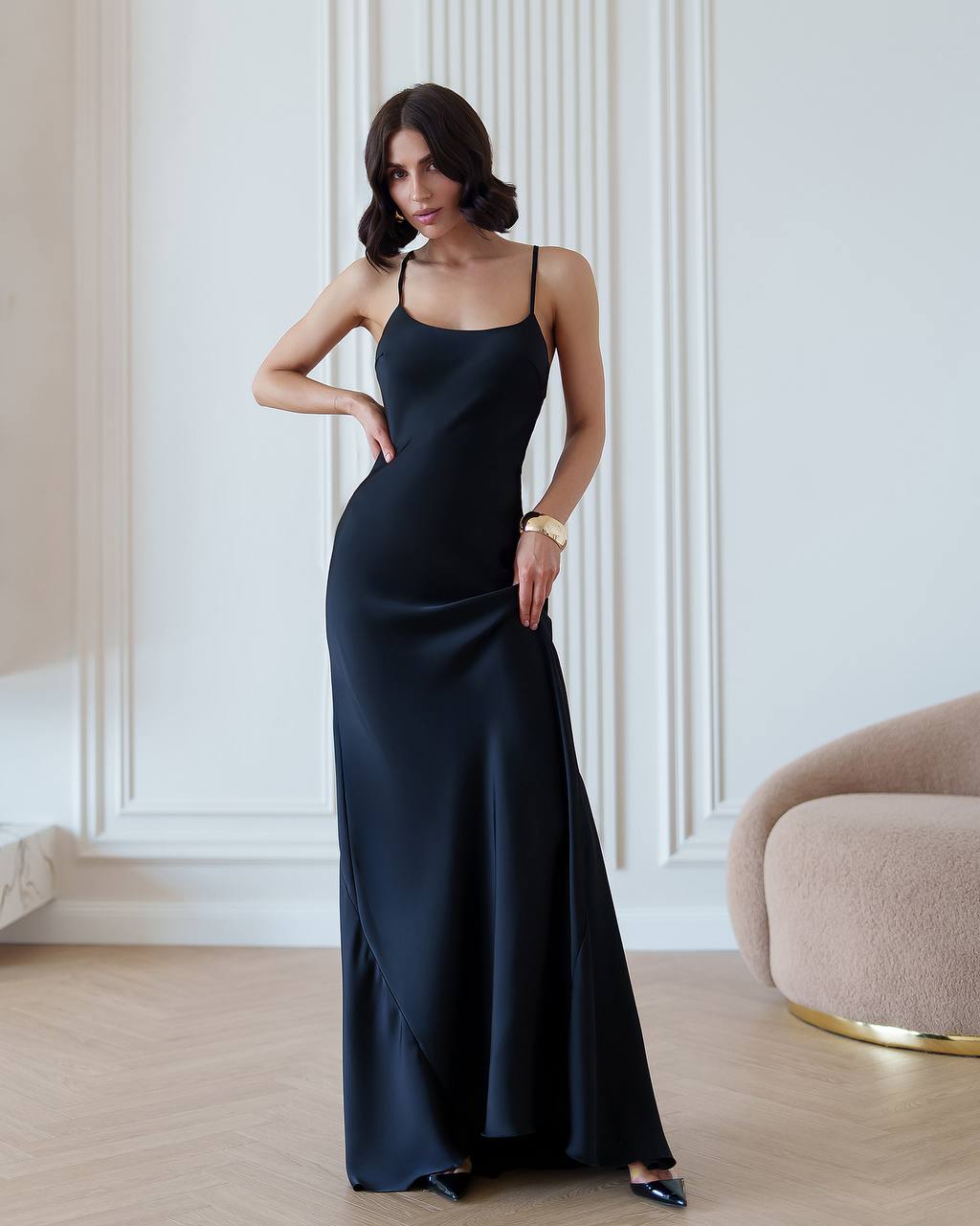 Premium Satin Dress-Slip for Women Black Cream Powder Blue Emerald