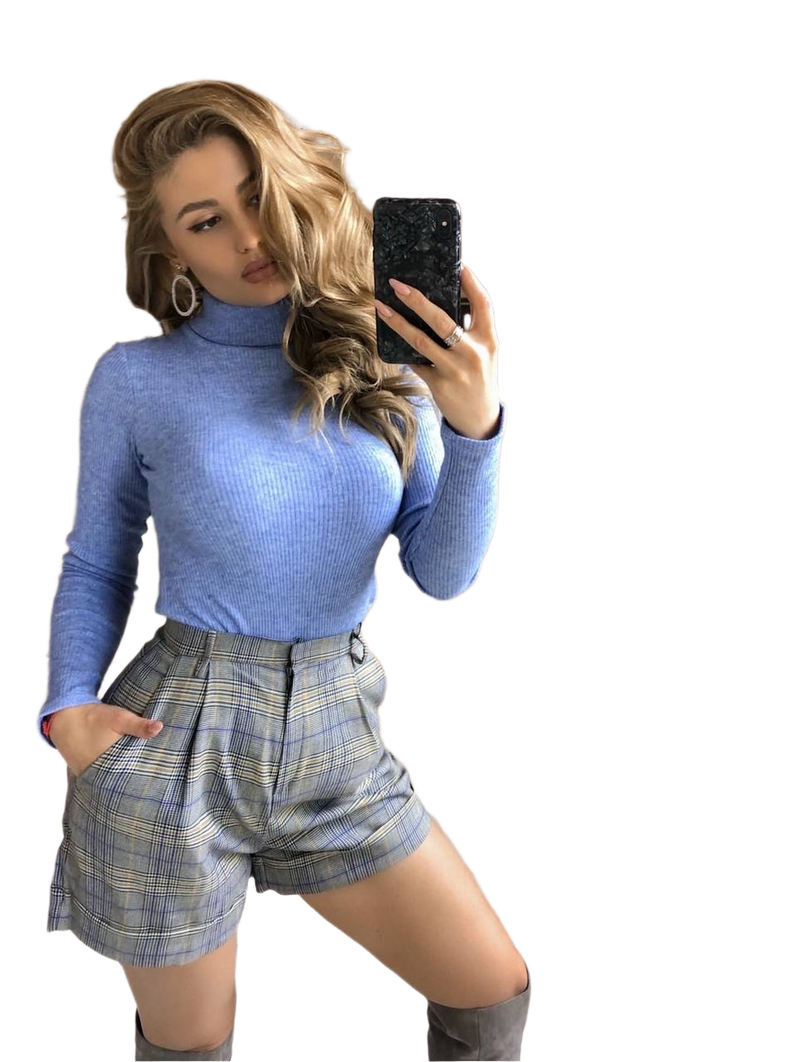 Womens Dense Suit Fabric Check Shorts