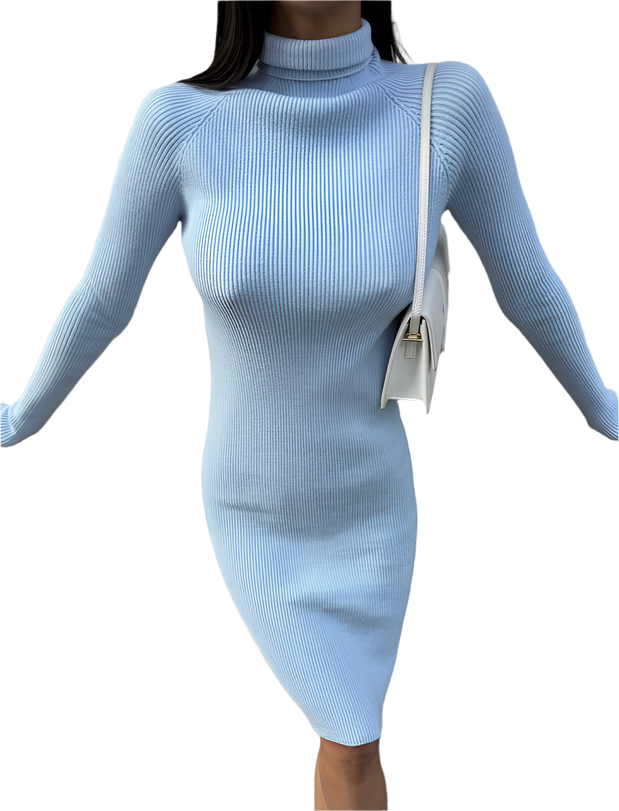 Aroma Knitted Seamless Dress for Women in Light Blue