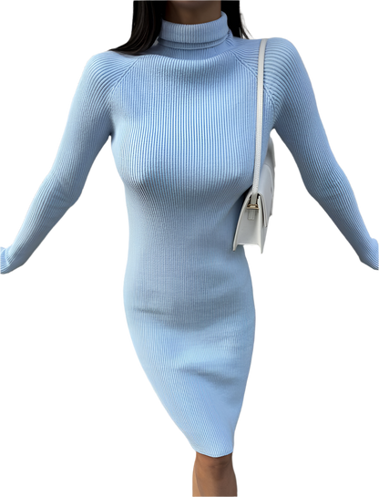 Aroma Knitted Seamless Dress for Women in Light Blue