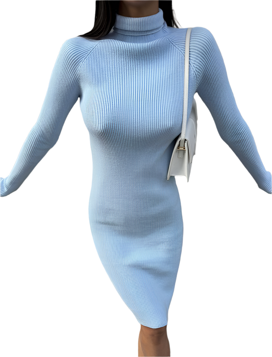 Aroma Knitted Seamless Dress for Women in Light Blue