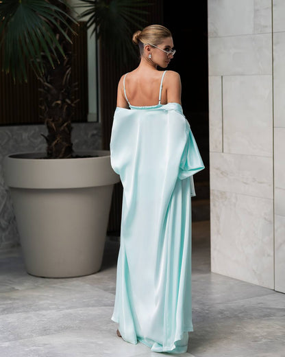 Womens Satin Cape and Mini Dress Set