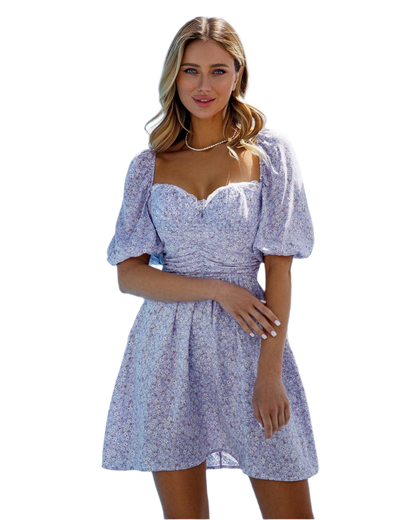 Floral Print Short Sleeve Casual Dress for Women