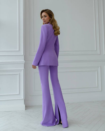 Premium Diagonal Suit Crepe Women Blazer and Trousers Set