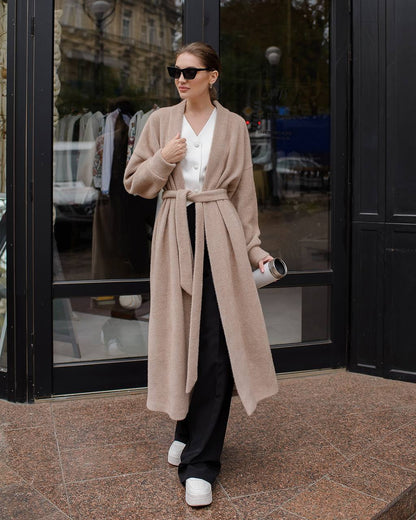 Silva Fluffy Soft Knit Cardigan for Women in Light Beige