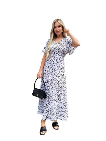 Lightweight Midi Summer Dress with Floral Print