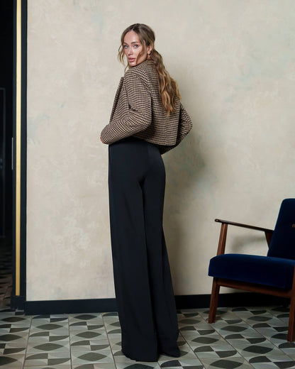 Womens Premium Diagonal Crepe Suit Trousers Black