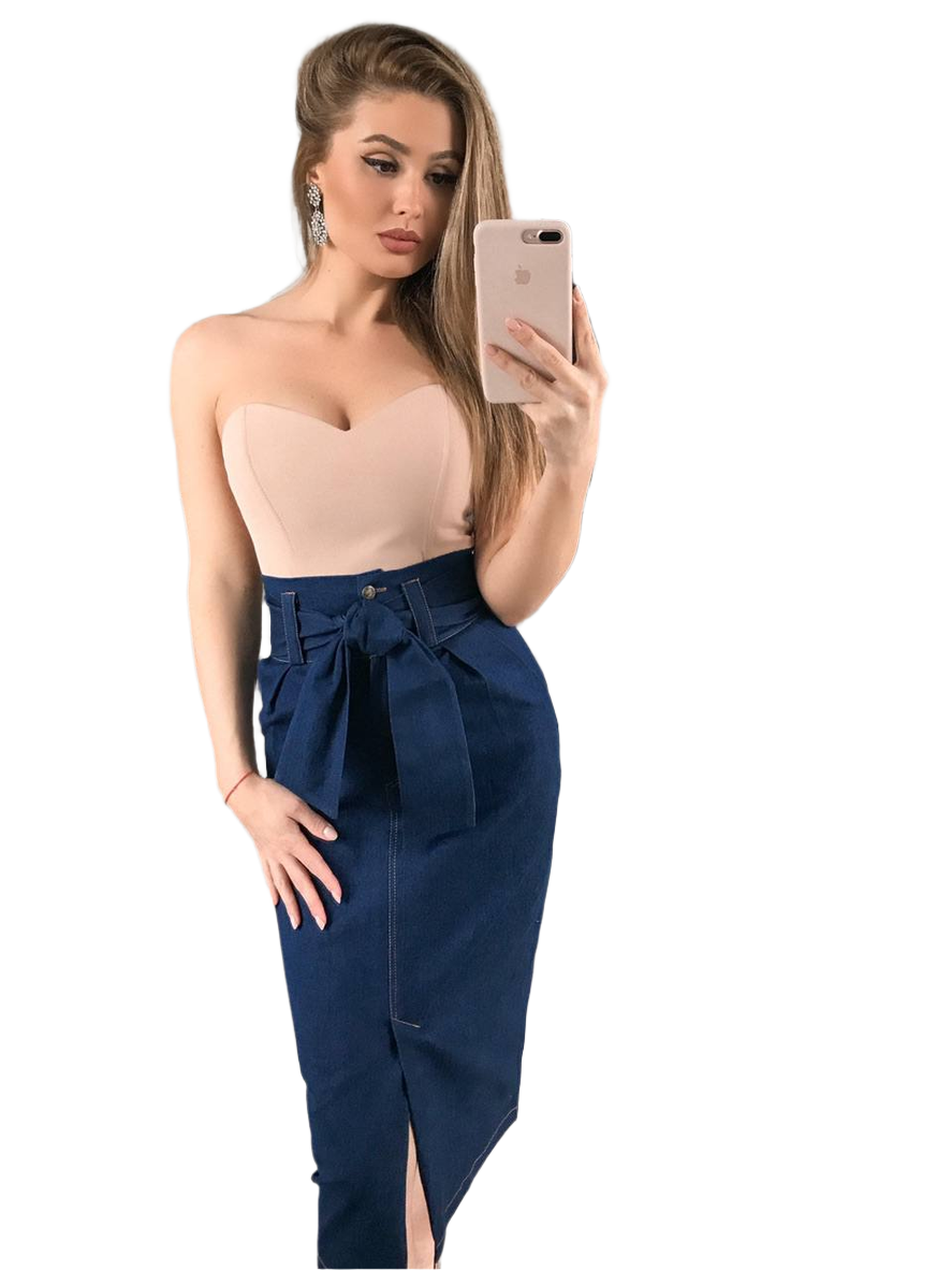 Stylish Blue Denim Skirt for Women Available in Sizes XS to L