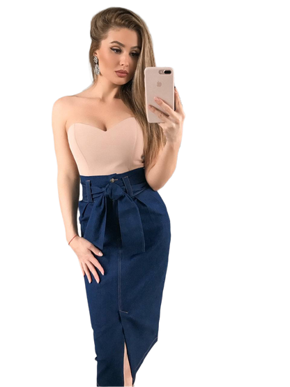Stylish Blue Denim Skirt for Women Available in Sizes XS to L