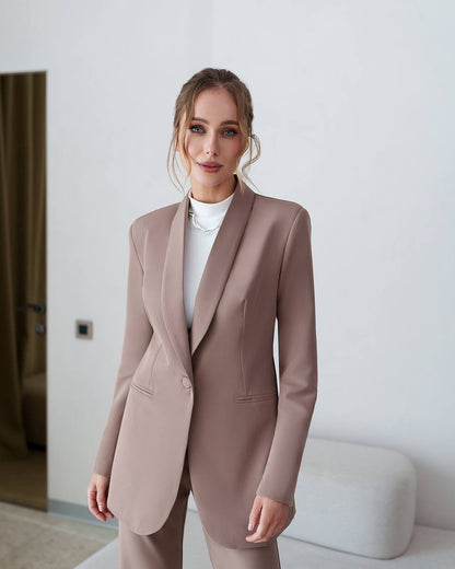 Womens Suit with Lined Blazer and Flared Pants