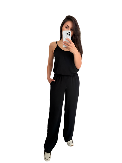 Stylish Comfortable Black Three-Piece Suit with Shirt Tank Top and Pants