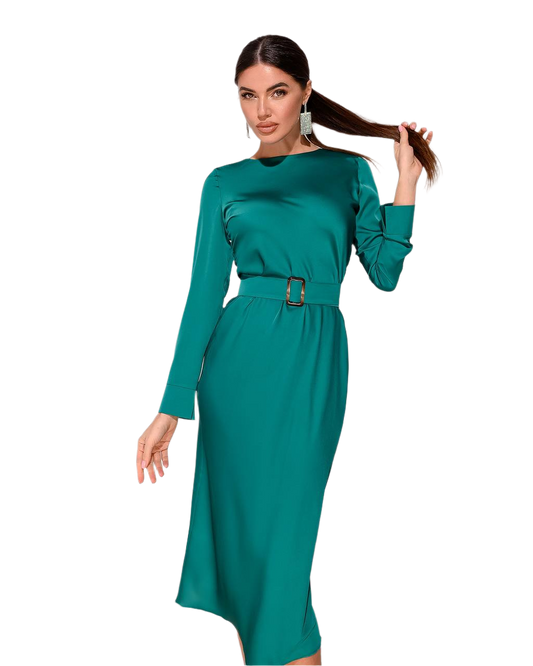 Elegant Silk Dress with Belt for Women