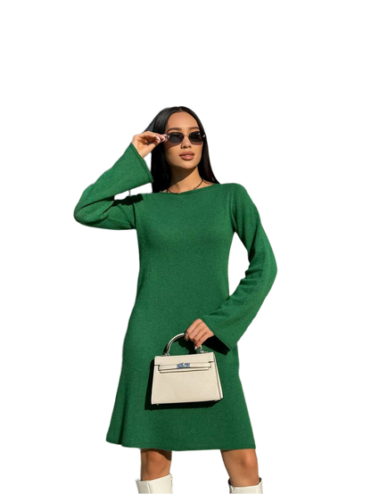 Elegant Green Long Sleeve Mini Dress for Women