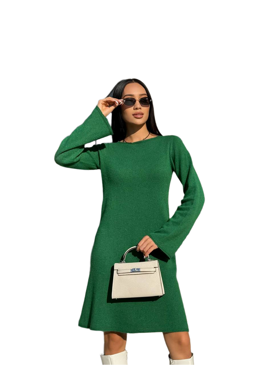 Elegant Green Long Sleeve Mini Dress for Women