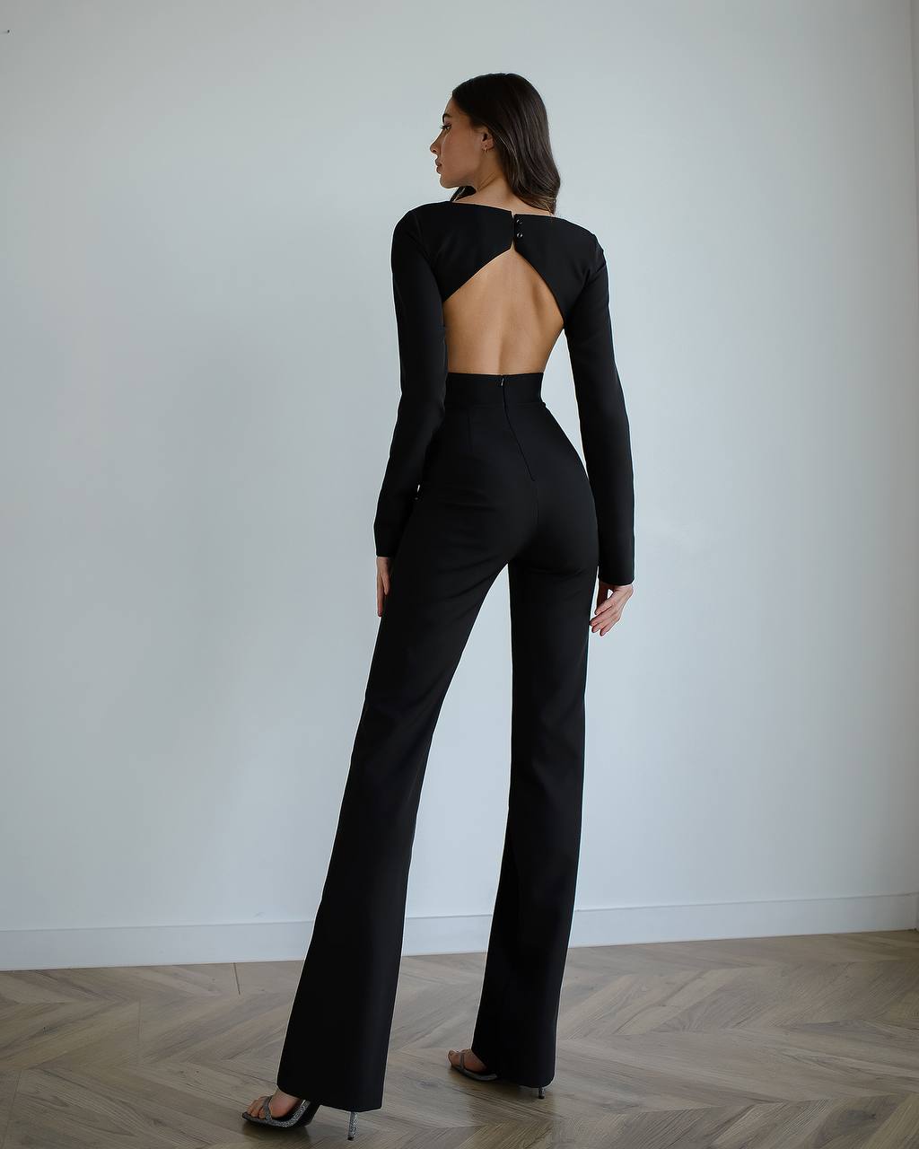 Stylish Black Diagonal Suiting Crepe Jumpsuit for Women