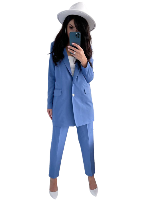 Stylish Women's Sancity Suit with Lined Jacket and Elastic Waistband Trousers