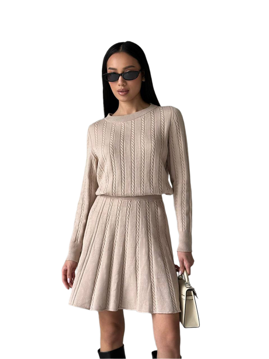Seamless Women's Jumper and Skirt Set Soft Knit