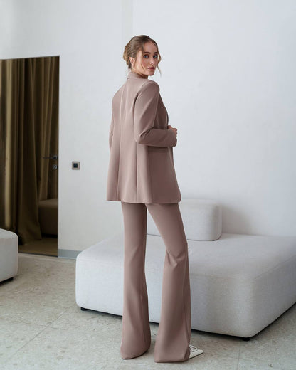 Womens Suit with Lined Blazer and Flared Pants