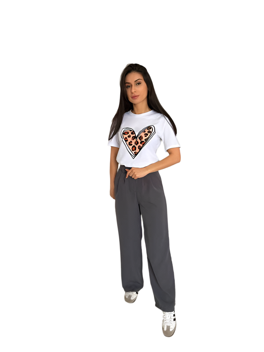 Casual Women's Two-Piece Outfit Cotton T-Shirt and Tailored Pants