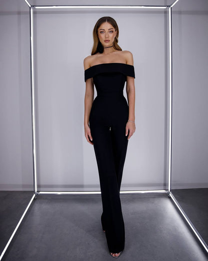 Off-Shoulder Elegant Black Jumpsuit for Women