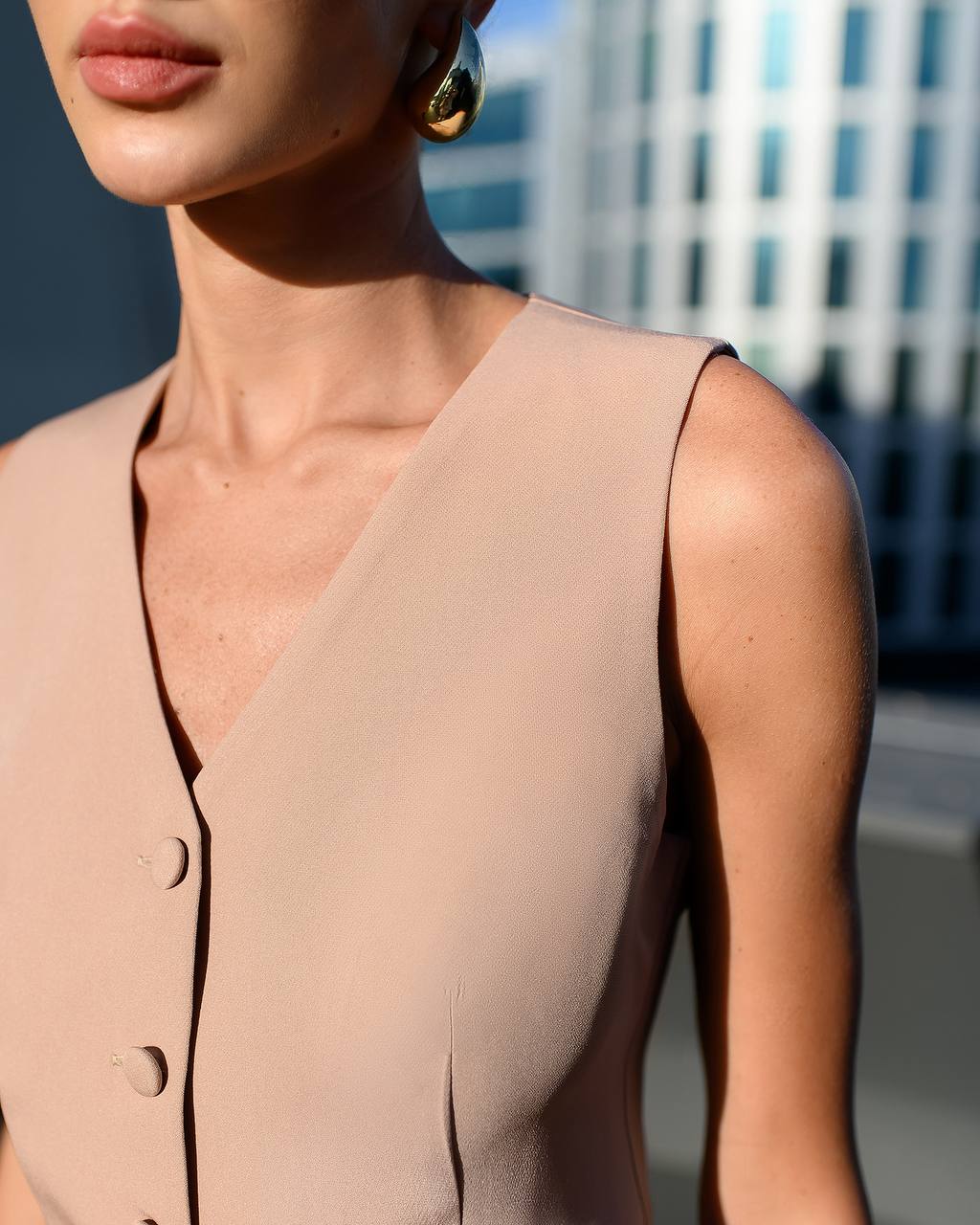Women's Three-Piece Suit with Vest in Diagonal Suit Crepe Fabric