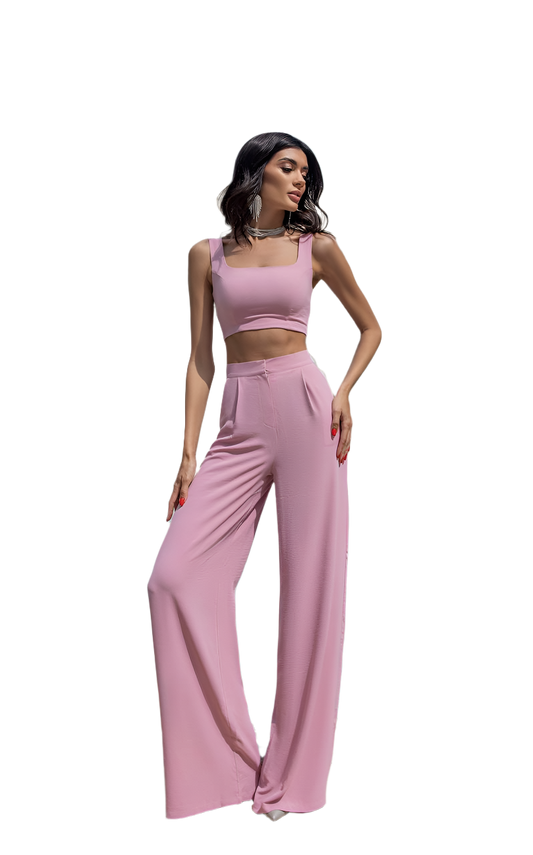 Elegant Two-Piece Women Suit Pants and Top in American Crepe
