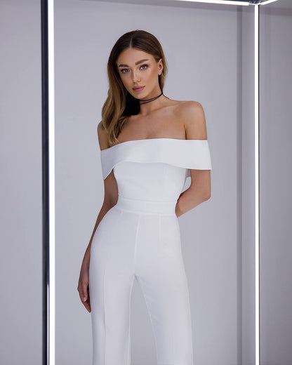 Elegant White Off Shoulder Jumpsuit for Women