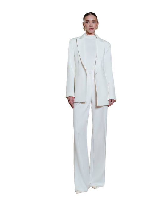 Elegant Premium Cotton Polyester Womens Suit Jacket and Trousers