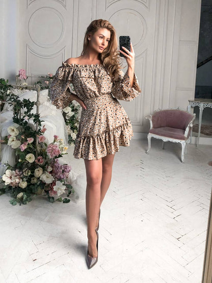 Chic Off-Shoulder Floral Dress in Soft Fabric for Stylish Occasions