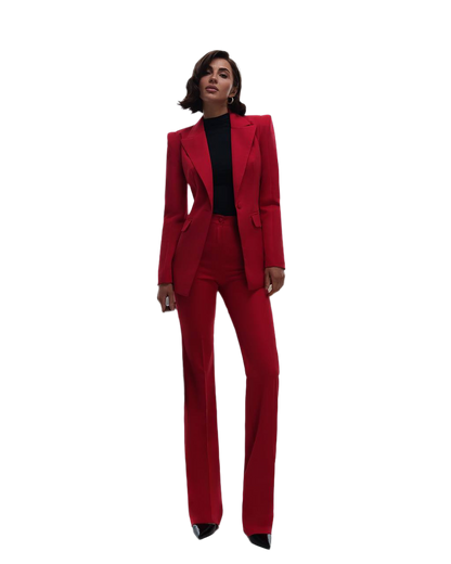 Womens Premium Crepe Diagonale Suit Red Blazer and Pants