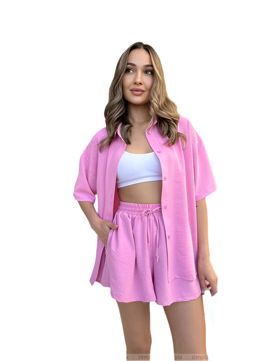 Lightweight Pink Summer Two-Piece Suit for Women